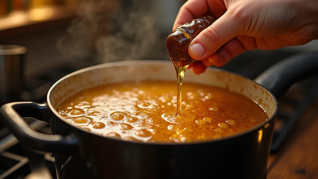 Honey being stirred into wort