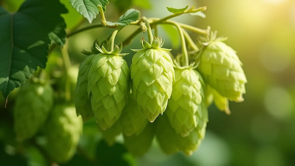 Hops growing on a vine