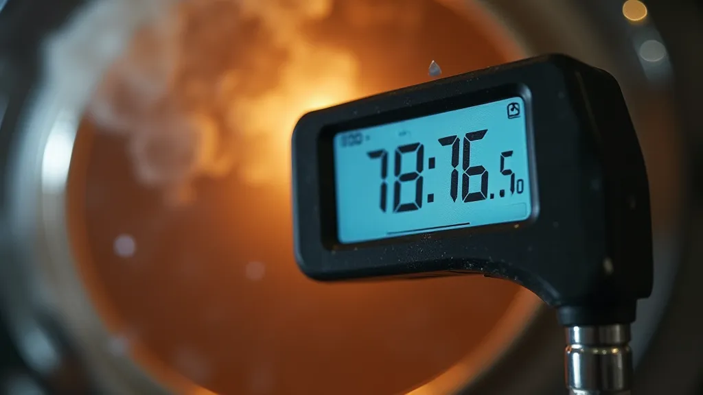 Thermometer reading fermentation temperature