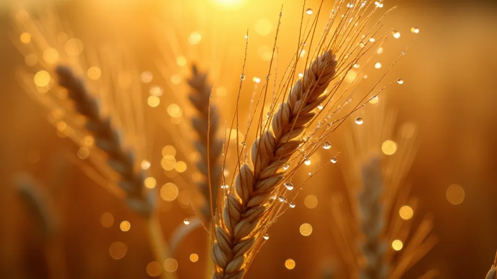 Water droplets on barley grains
